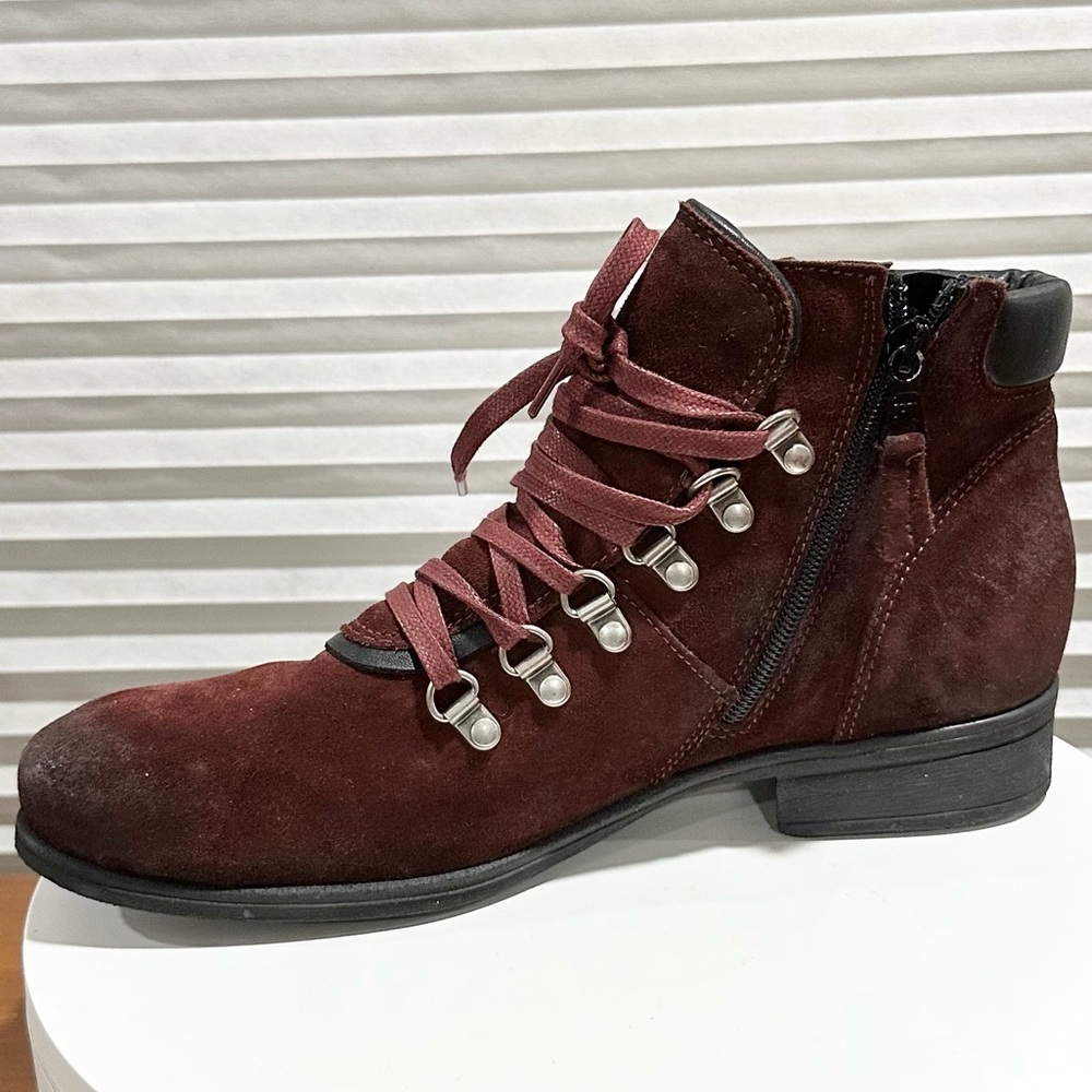 🌸MIZ MOOZ🌸 Steffy Leather Lace-Up Boots Burgundy Size: 41 - Picture 3 of 10